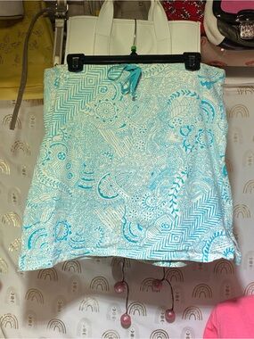 Xhilaration Turquoise & White Paisley Swim Coverup Skirt